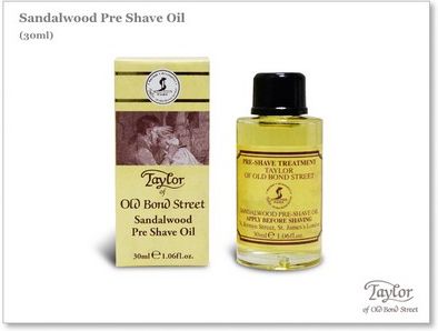 Taylor of Old Bond Street SANDALWOOD PRE-SHAVE OIL olejek o zapachu drzewa sandałowego zwiękaszjący poślizg ostrza i redukujący podrażnienia 30 ml