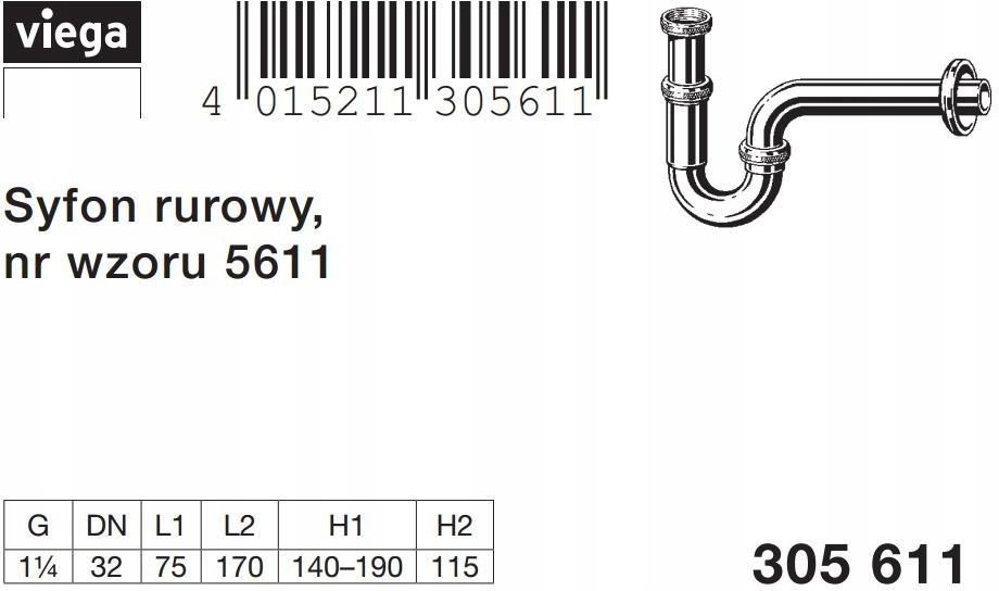 Syfon Viega Polsyfon umywalkowy rurowy chrom 305611 - Opinie i ceny na ...