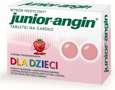 Junior-angin Tabletki na ból gardła o smaku truskawkowym 36 tabletek