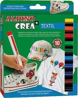 Alpino Flamastry 10 kolorów CREA+ Textil