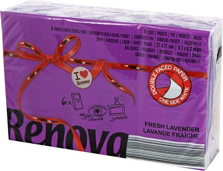 RENOVA 6x9szt Fioletowe Red Label Chusteczki Higieniczne o zapachu lawendy