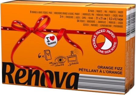 RENOVA 6x9szt Pomarańczowe Red Label Chusteczki Higieniczne o zapachu pomarańczy