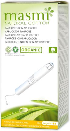 Masmi Organiczne tampony Regular z aplikatorem 100% bawełny organicznej 16 szt 