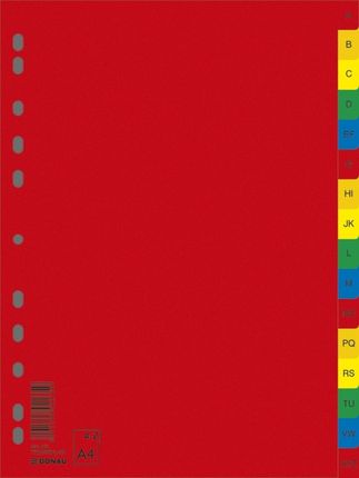Donau Przekładki Pp A4 16 Kart Indeks A-Z Mix Kolorów