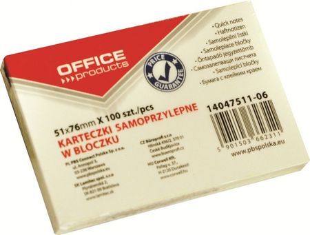Office Products Karteczki Samoprzylepne , 51X76Mm, 1X100K.