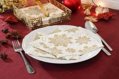 Zdjęcie Tete A Tete Serwetki Świąteczne Snowflakes Cream 33,0x33,0cm 71645 - Nowe Miasteczko