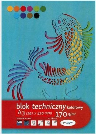 BLOK TECHNICZNY KOLOROWY A3/10k.