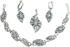 Zdjęcie NorbiSrebro Piękny Srebrny Oksydowany Ażurowy Komplet z Cyrkoniami Warto B-4 - Dobczyce