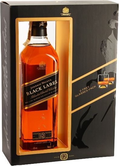 【古酒】JohnnieWalker BlackLabel 750ml 2本SET Johnnie Walker Black 12-letni Zestaw 2 Szklanki 40% 0,7l