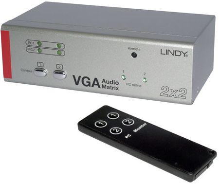 Lindy Switch (przełącznik) VGA/Audio (DSUB15+jack 3,5mm) (2xIN-2xOUT) 32577