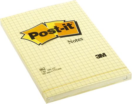 3M Post-It Bloczek Samop w Kratkę (662) 102x152mm 1x100 Kart Żółty (3M-FT510010638)