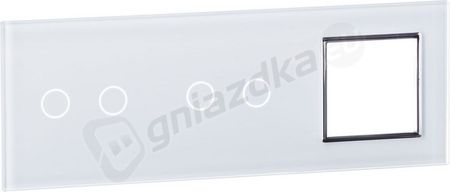 Livolo Ramka Potrójna Szklana Z Miejscem Na Dwa Włączniki Dotykowe Podwójne Oraz Gniazdo (2+2+G) Moduł Biały 7022G-61