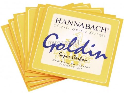 Hannabach Cordes Guitare Classique Série 725 Medium/High Tension Goldin - 3 Aiguës Carbone