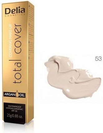 Delia Total Cover Covering Make Up Argan Oil Podkład mocno kryjący z olejkiem arganowym Nr 53 Porcelana 25 g