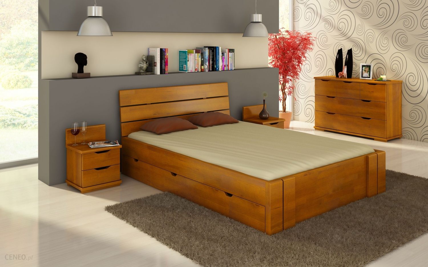 łóżko Drewniane 160x200 Z Szufladami