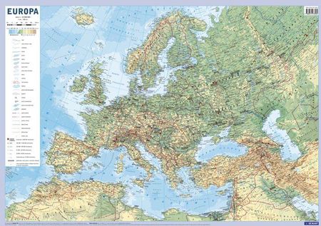 Europa mapa ścienna fizyczno-polityczna i konturowa 1:10 000 000 Demart