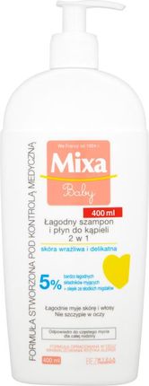 Mixa Baby łagodny szampon i płyn do kąpieli 2w1 400ml