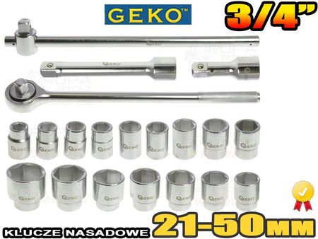 Geko Zestaw kluczy nasadowych 21el. 3/4 21-50mm G10112