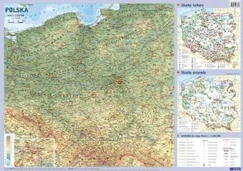 Polska - mapa ścienna fizyczno-administracyjna i konturowa (skala 1:1 500 000)