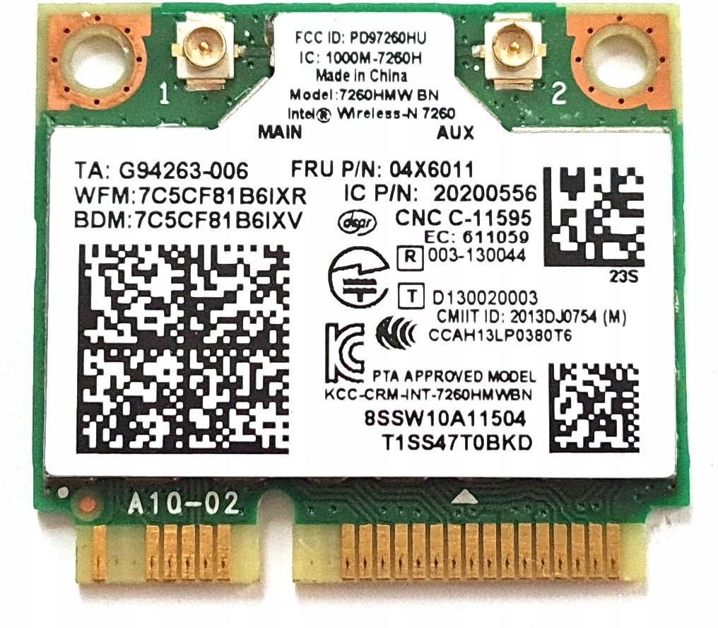 Buy Intel Network 7260.HMWG.SR WiFi Wireless-AC 7260 H/T Dual Band 2x2 AC Blueto
