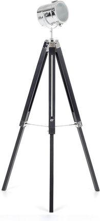 Beliani Lampa stojąca 3 nogi mały klosz metalowa industrialna czarna Alzette