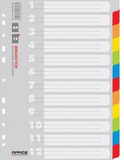 Office Products Przekładki Kartonowe A4 Mix Kolorów 12 Szt