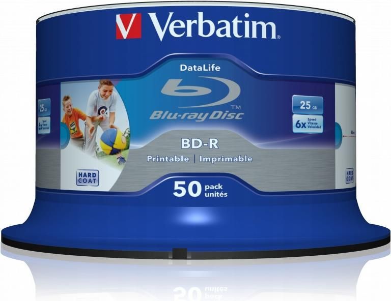 Verbatim Bd-R Blu-Ray Sl Printable 25 Gb 6 X (Cake 50) (43812) - zdjęcie 1 Verbatim Bd-R Blu-Ray Sl Printable 25 Gb 6 X (Cake 50) (43812)