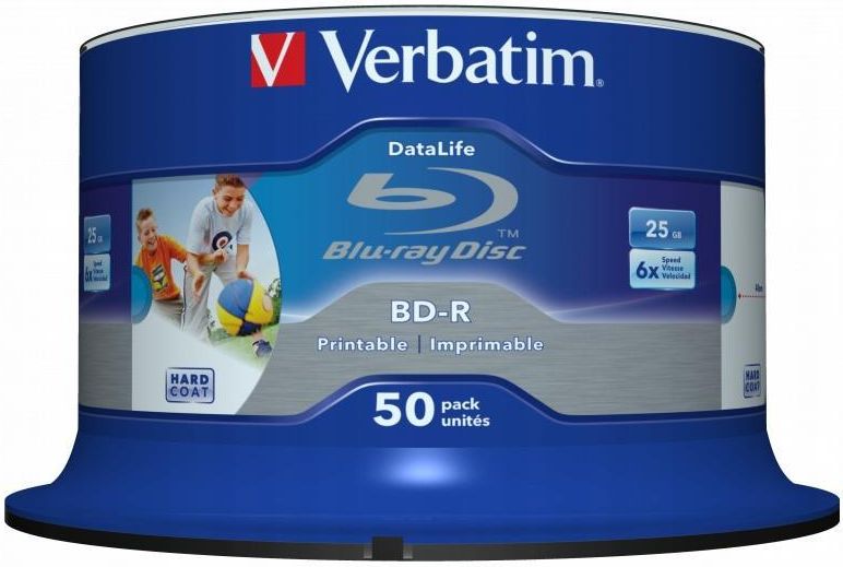 Verbatim Bd-R Blu-Ray Sl Printable 25 Gb 6 X (Cake 50) (43812)