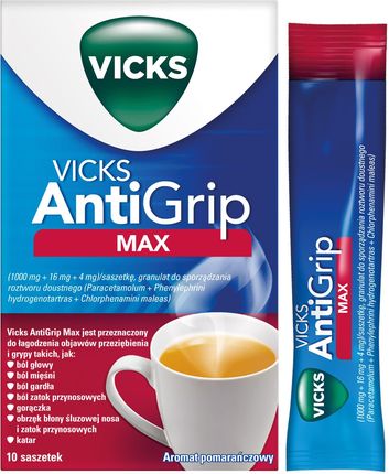 VICKS ANTIGRIP MAX Granulat na grypę i przeziębienie 10sasz.
