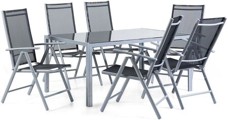 Beliani Zestaw mebli ogrodowych stół jadalniany i 6 krzeseł aluminium czarny Catania