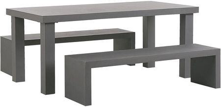 Beliani Zestaw mebli ogrodowych szary betonowy industrialny stół kształt U ławki Taranto