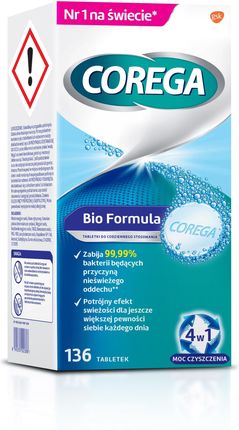 Corega Tabs Bio Formula Tabletki czyszczące do protez zębowych 8szt.