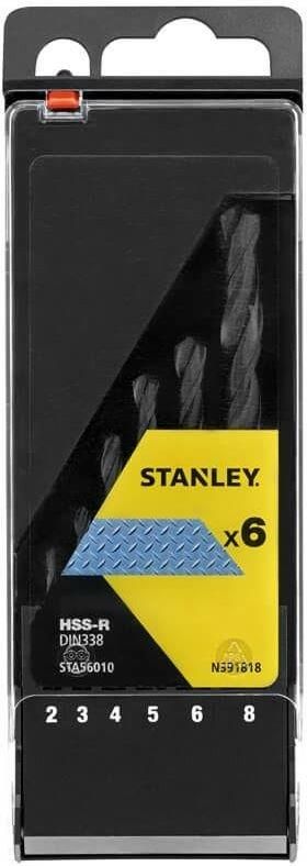 Stanley Bohrerset 6-teilig – HSS-Metallbohrer In 2, 3, 4, 5, 6, 8 Mm, Mit 118° Spitze Für Präzises Bohren In Metall, Kunststoff & Holz