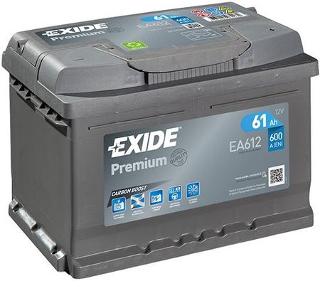 Exide Premium Carbon Boost Ea612 12V 61Ah / 600A P+