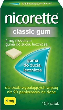 Nicorette Classic Gum Guma do żucia 4mg 105 sztuk