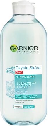 Garnier Czysta Skóra Płyn Micelarny 3w1 dla skóry mieszanej tłustej i z niedoskonałościami 400 ml