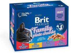 Zdjęcie Brit Premium Cat Adult Pouches Chunks in Gravy Family Plate 12x100g - Rychwał