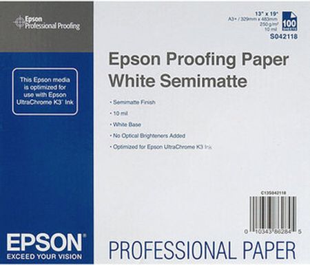 Epson Proofing Paper White Semimatte, DIN A3+, 100 Arkuszy C13S042118