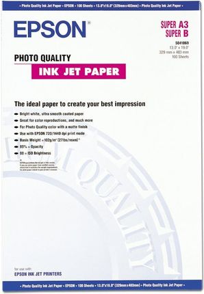 Epson Photo Quality Ink Jet Paper, DIN A3+, 104g/m², 100 Arkuszy C13S041069