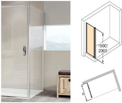 Huppe Aura Ścianka boczna 200-1200x500-2000 profile srebrny mat szkło przezroczyste Anti-Plaque 401681.087.322