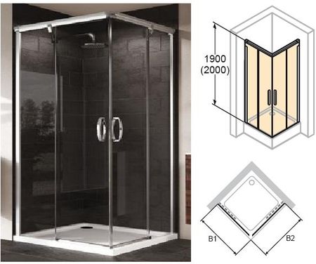 Huppe Aura 700-1300x700-1300x1200-2000 profile białe szkło przezroczyste Anti-Plaque 401380.055.322