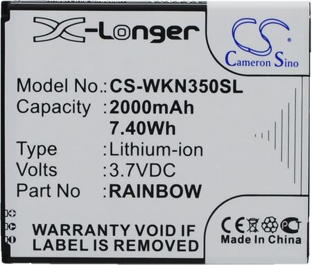 Cameron Sino Wiko Bloom / Rainbow 2000Mah 7.40Wh Li-Ion 3.7V (CS-WKN350SL)