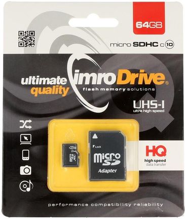 Imro MicroSD CL10 UHS-1 + adapter 64GB IMRO64GB