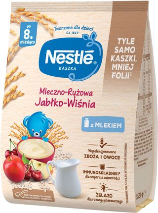 Nestle Kaszka mleczno-ryżowa Jabłko Wiśnia dla niemowląt po 8 Miesiącu 230g