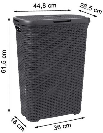 Cesta Per Biancheria Curver 40 Litri - Finto Rattan, Polipropilene, 44.7x26.5x61.5 Cm, Leggera E Resistente - Foto 7