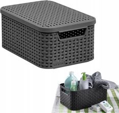 Zdjęcie CURVER z pokrywą RATTAN Style S ciemnoszary 205841 - Lębork