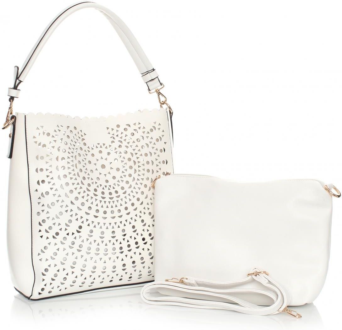 Torebka Damska DAVID JONES Ażur + Kosmetyczka Biała Ceny i opinie