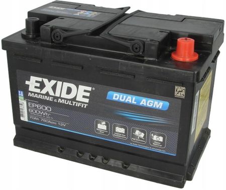 Exide Dual Agm Ep600 70Ah 760A P+