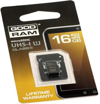 GoodRam microSDHC 16 GB UHS-I class 10 + adapter SD