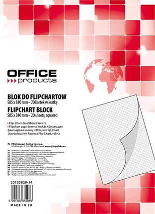 Office Products Blok Do Flipchartów, Kratka, 58 , 5X81Cm, 20 Kart., Biały (20135829-14)